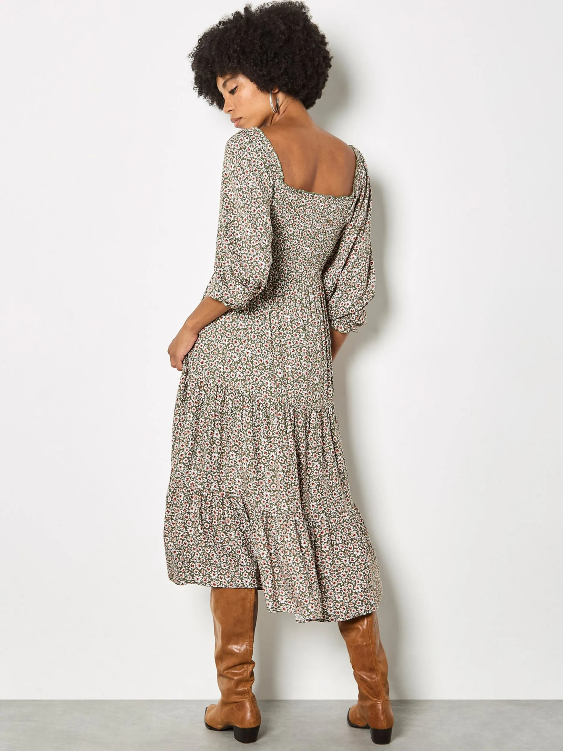 Apricot Damen Midikleid in mehrfarbig schwarz