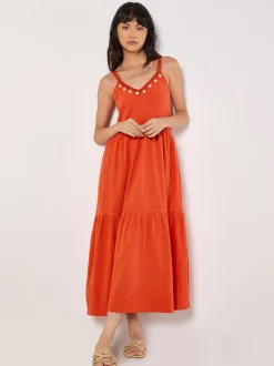 Apricot Damen Midikleid in orange - Länge: lang