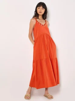 Apricot Damen Midikleid in orange - Länge: lang