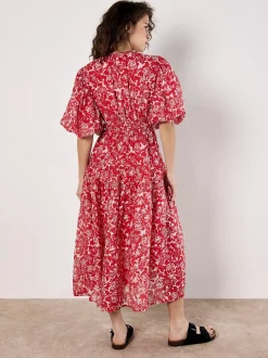 Apricot Damen Midikleid in rot - Länge: midi