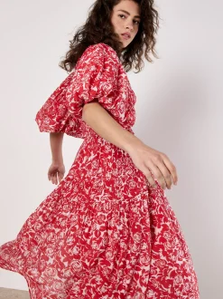 Apricot Damen Midikleid in rot - Länge: midi