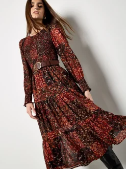 Apricot Damen Midikleid in rot - Ausschnitt: Rundhals