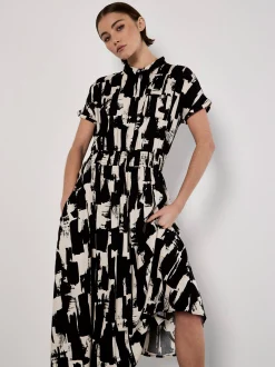 Apricot Damen Midikleid in schwarz - Länge: midi