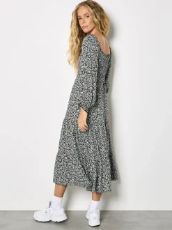 Apricot Damen Midikleid in schwarz - Länge: midi