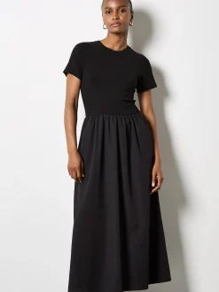 Apricot Damen Midikleid in schwarz - Länge: midi