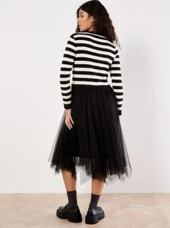 Apricot Damen Midikleid in schwarz - Länge: mittel