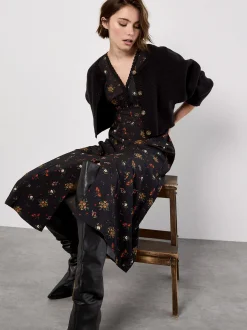 Apricot Damen Midikleid in schwarz - Länge: midi