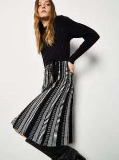 Apricot Damen Midikleid in schwarz - Länge: knielang