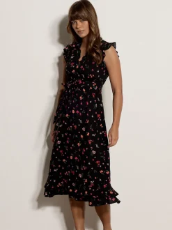 Apricot Damen Midikleid in schwarz - Länge: midi