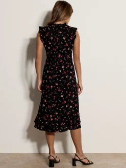 Apricot Damen Midikleid in schwarz - Länge: midi