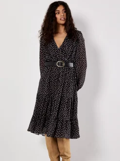 Apricot Damen Midikleid in schwarz - Länge: midi