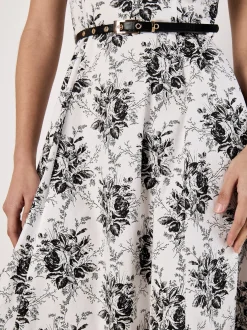 Apricot Damen Midikleid in weiß schwarz - Länge: midi