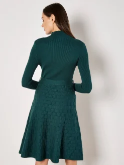 Apricot Damen Minikleid in grün - Ausschnitt: Stehkragen