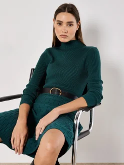 Apricot Damen Minikleid in grün - Ausschnitt: Stehkragen