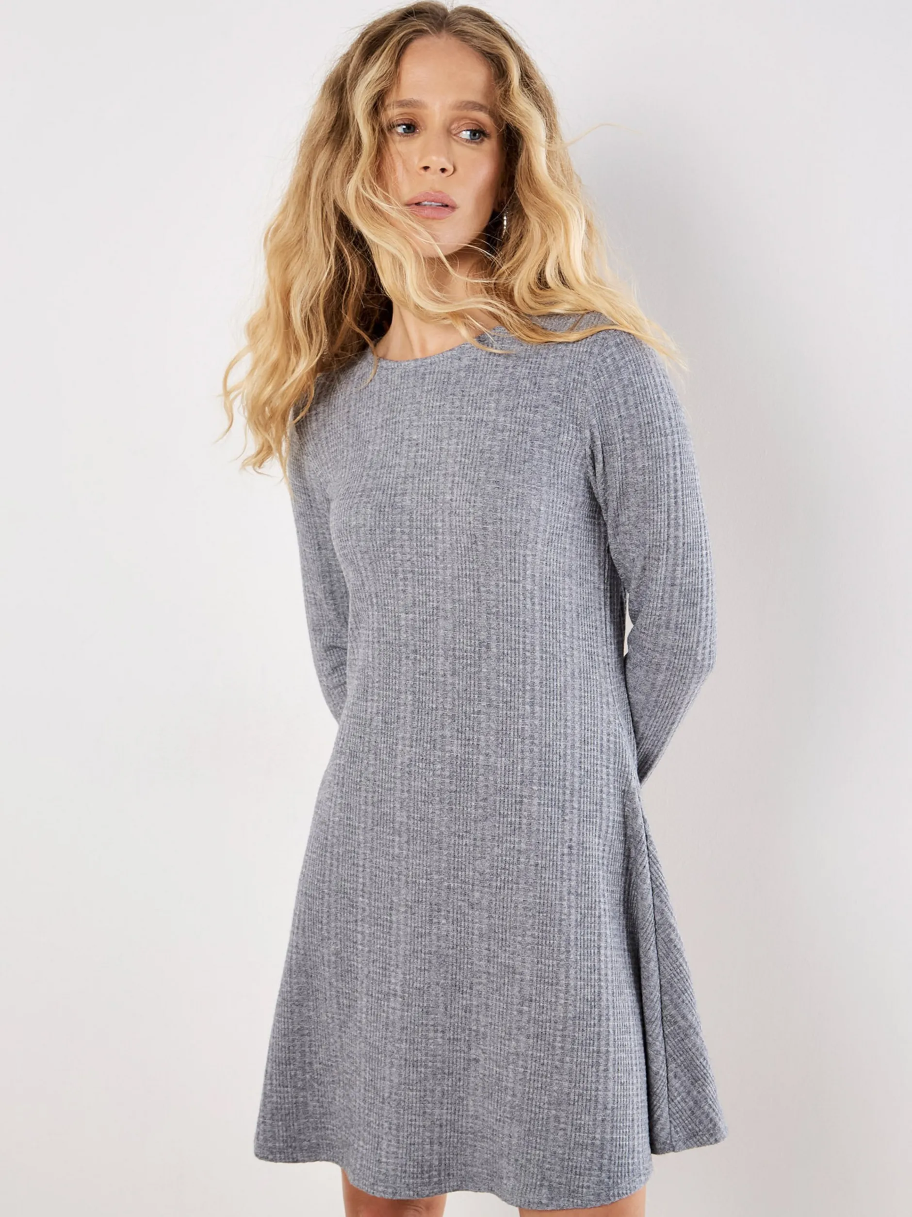 Apricot Damen Minikleid in grau - Ausschnitt: Rundhals