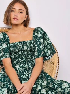 Apricot Damen Minikleid in grün - Ausschnitt: Karree