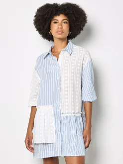 Apricot Damen Minikleid in hellblau weiß - Länge: kurz