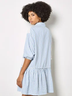 Apricot Damen Minikleid in hellblau weiß - Länge: kurz