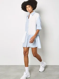 Apricot Damen Minikleid in hellblau weiß - Länge: kurz