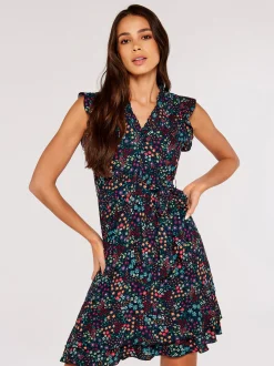 Apricot Damen Minikleid in marine blau - Länge: knielang