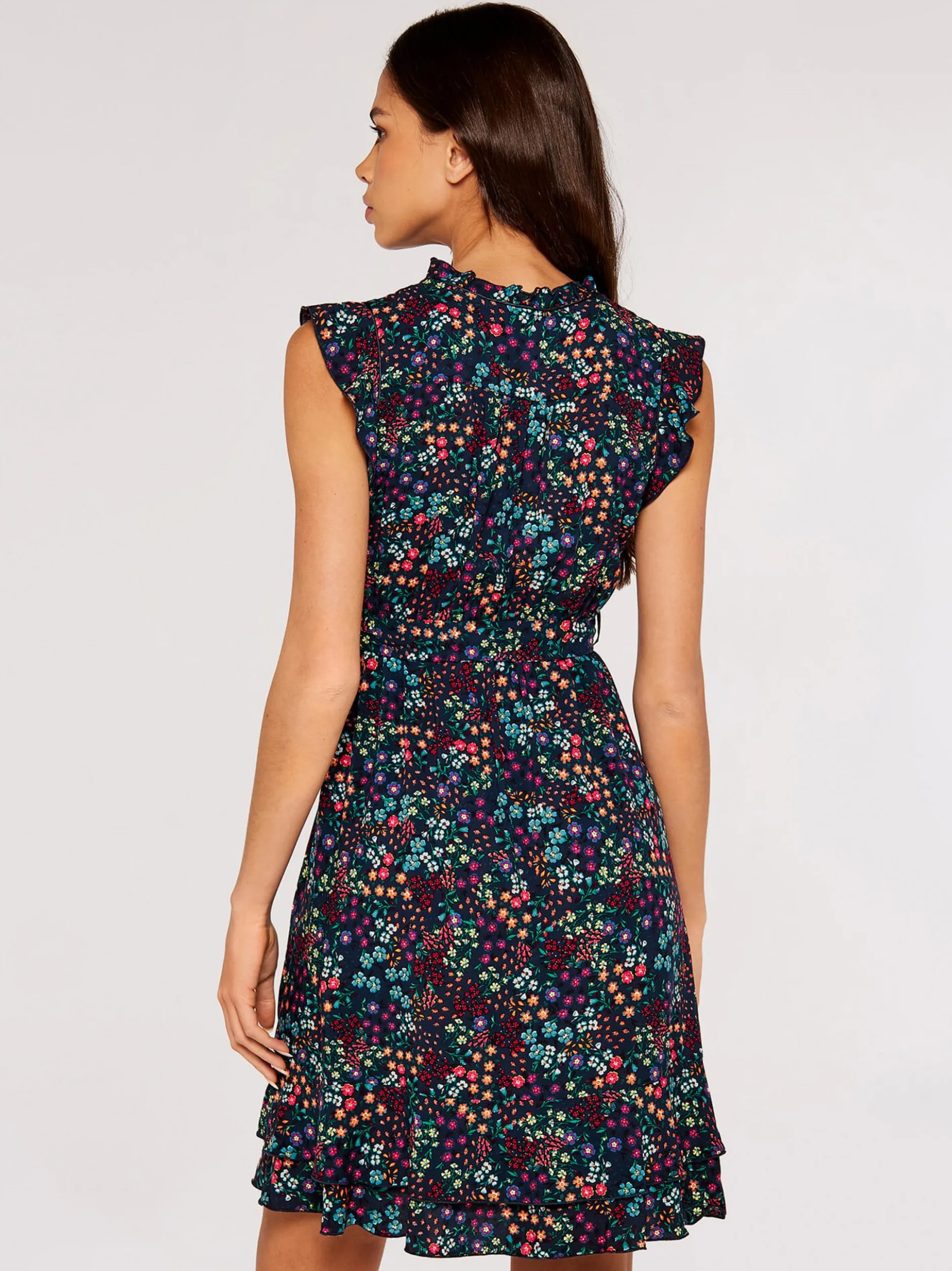 Apricot Damen Minikleid in marine blau - Länge: knielang