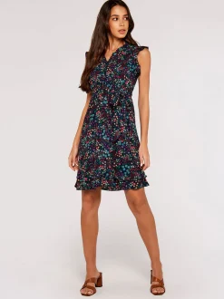 Apricot Damen Minikleid in marine blau - Länge: knielang