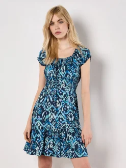 Apricot Damen Minikleid in marine blau - Länge: knielang
