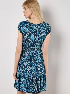 Apricot Damen Minikleid in marine blau - Länge: knielang