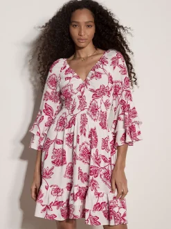 Apricot Damen Minikleid in pink weiß - Länge: knielang