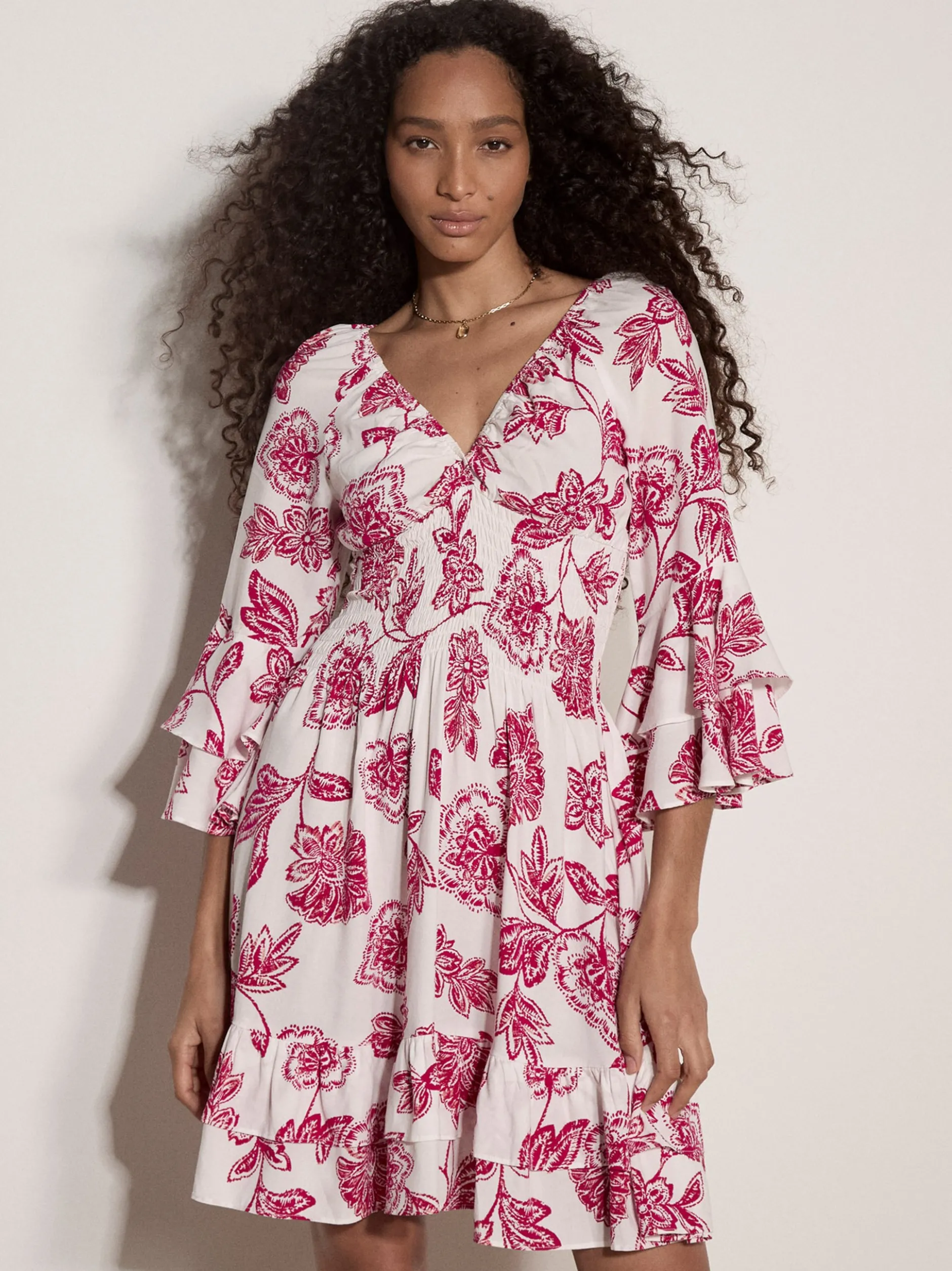 Apricot Damen Minikleid in pink weiß - Länge: knielang