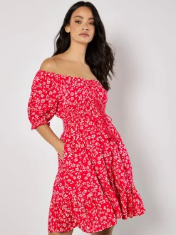 Apricot Damen Minikleid in rot - Länge: knielang