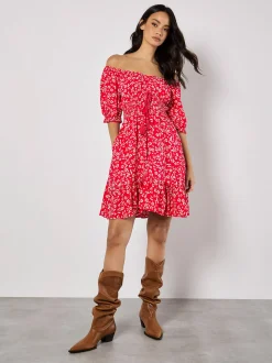 Apricot Damen Minikleid in rot - Länge: knielang