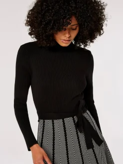 Apricot Damen Minikleid in schwarz - Länge: midi