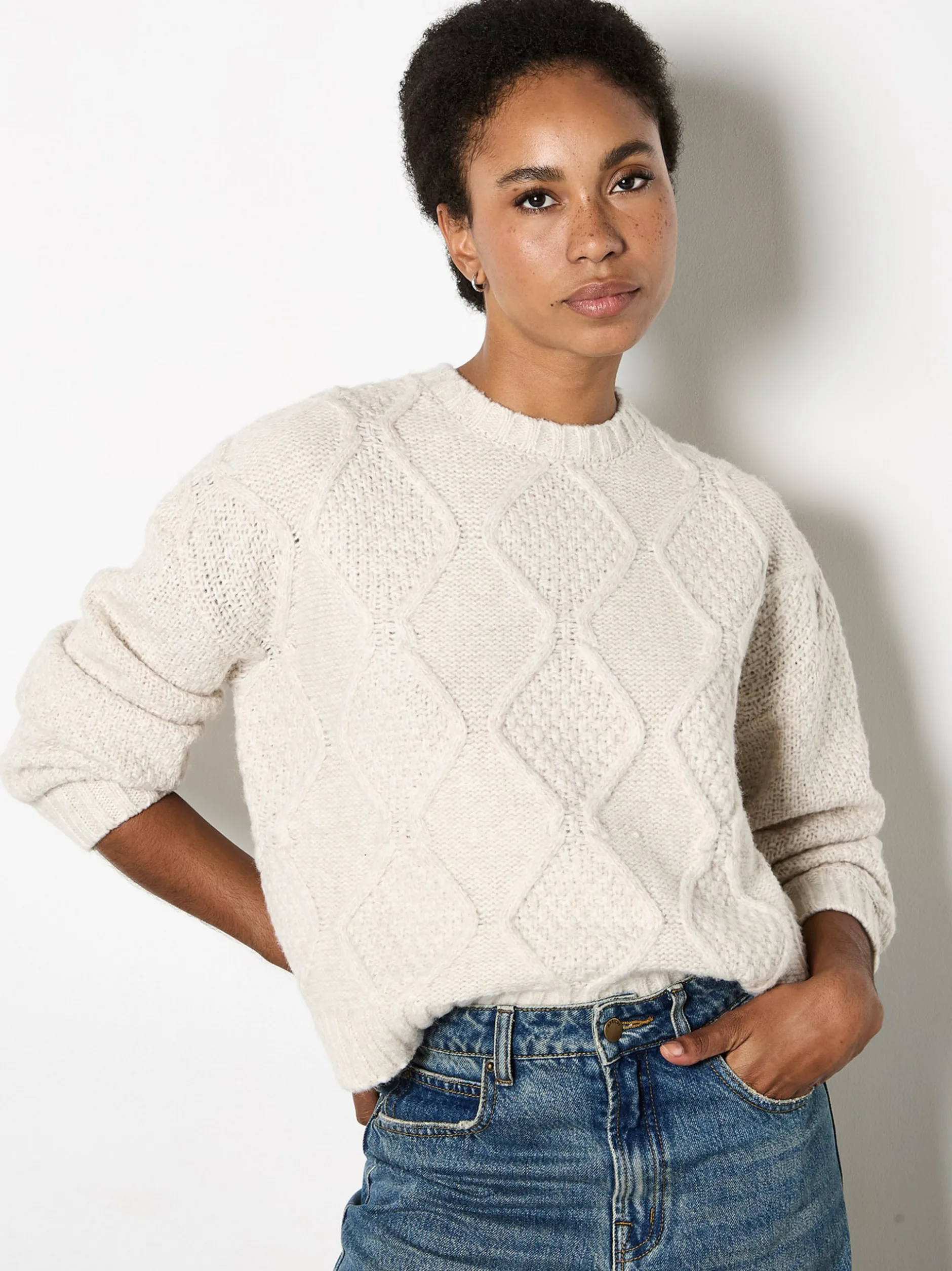 Apricot Damen Pullover in beige - Ausschnitt: Rundhals