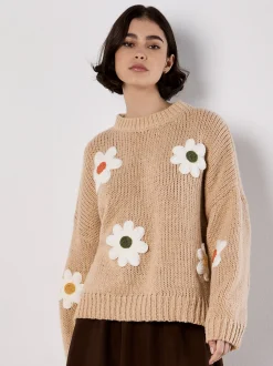 Apricot Damen Pullover in beige - Ausschnitt: Rundhals