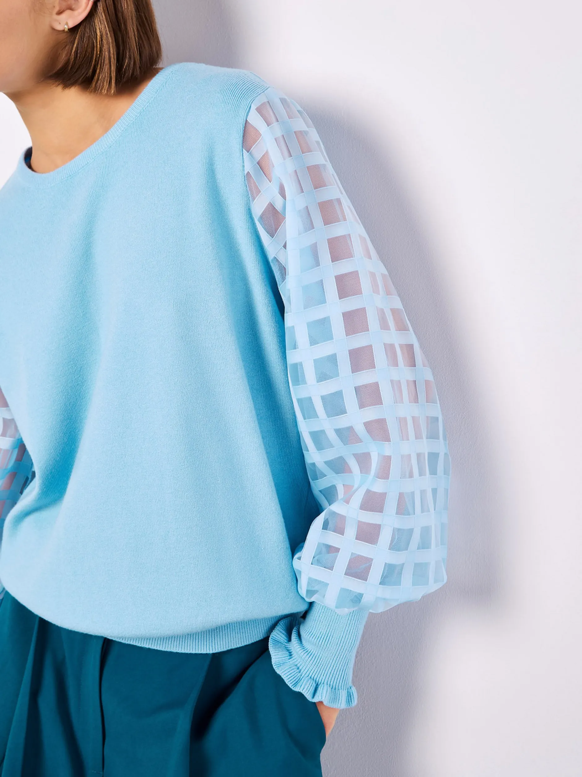 Apricot Damen Pullover in blau hellblau - Ärmel: langarm