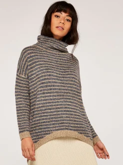 Apricot Damen Pullover in grau - Ausschnitt: Stehkragen