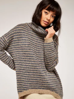 Apricot Damen Pullover in grau - Ausschnitt: Stehkragen