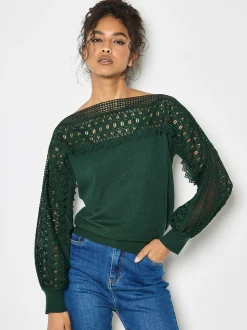 Apricot Damen Pullover in grün - Ausschnitt: U-Boot