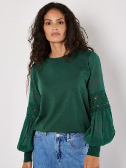 Apricot Damen Pullover in grün - Ausschnitt: Rundhals