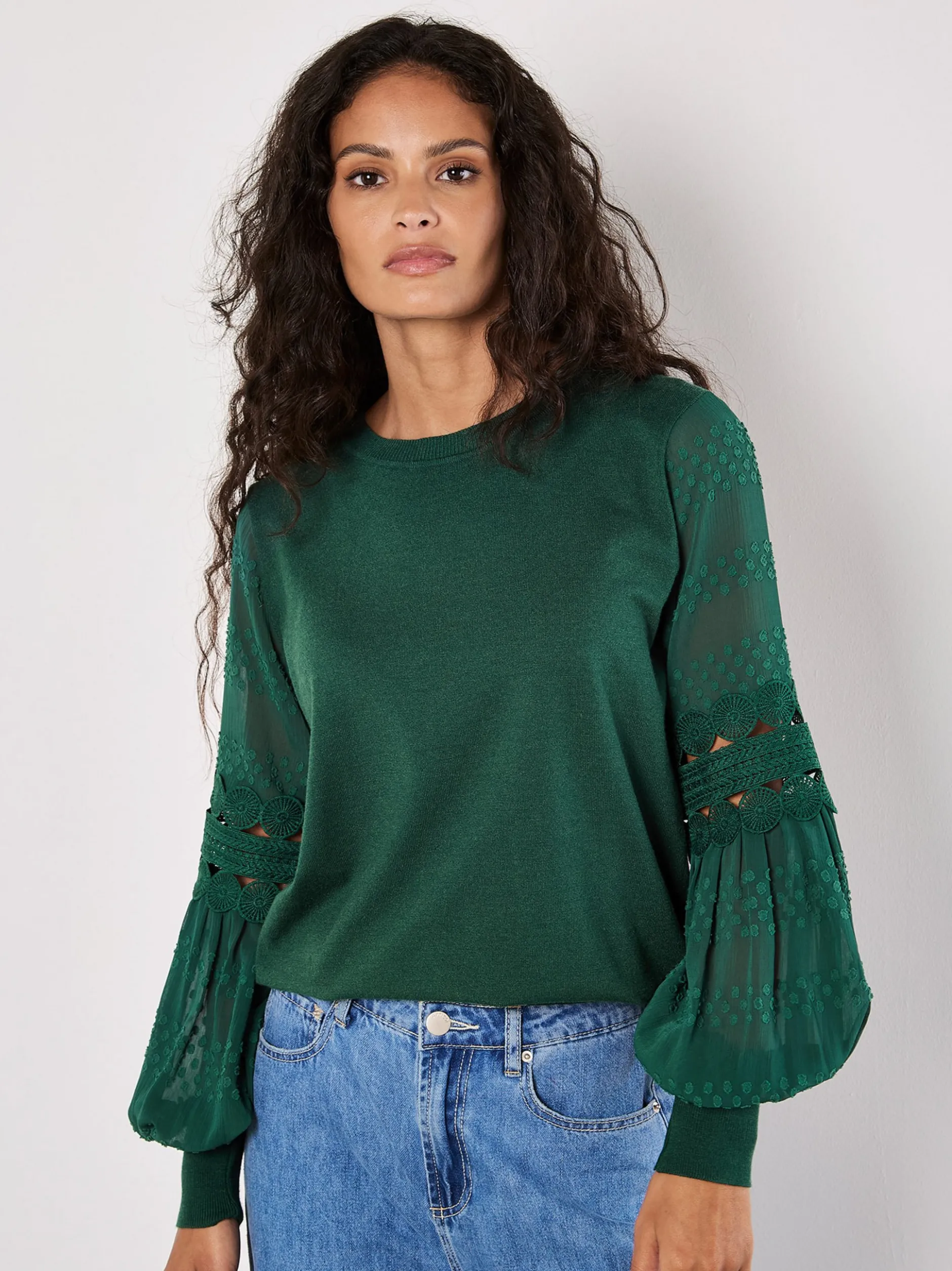 Apricot Damen Pullover in grün - Ausschnitt: Rundhals