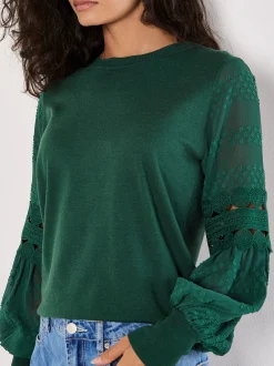 Apricot Damen Pullover in grün - Ausschnitt: Rundhals