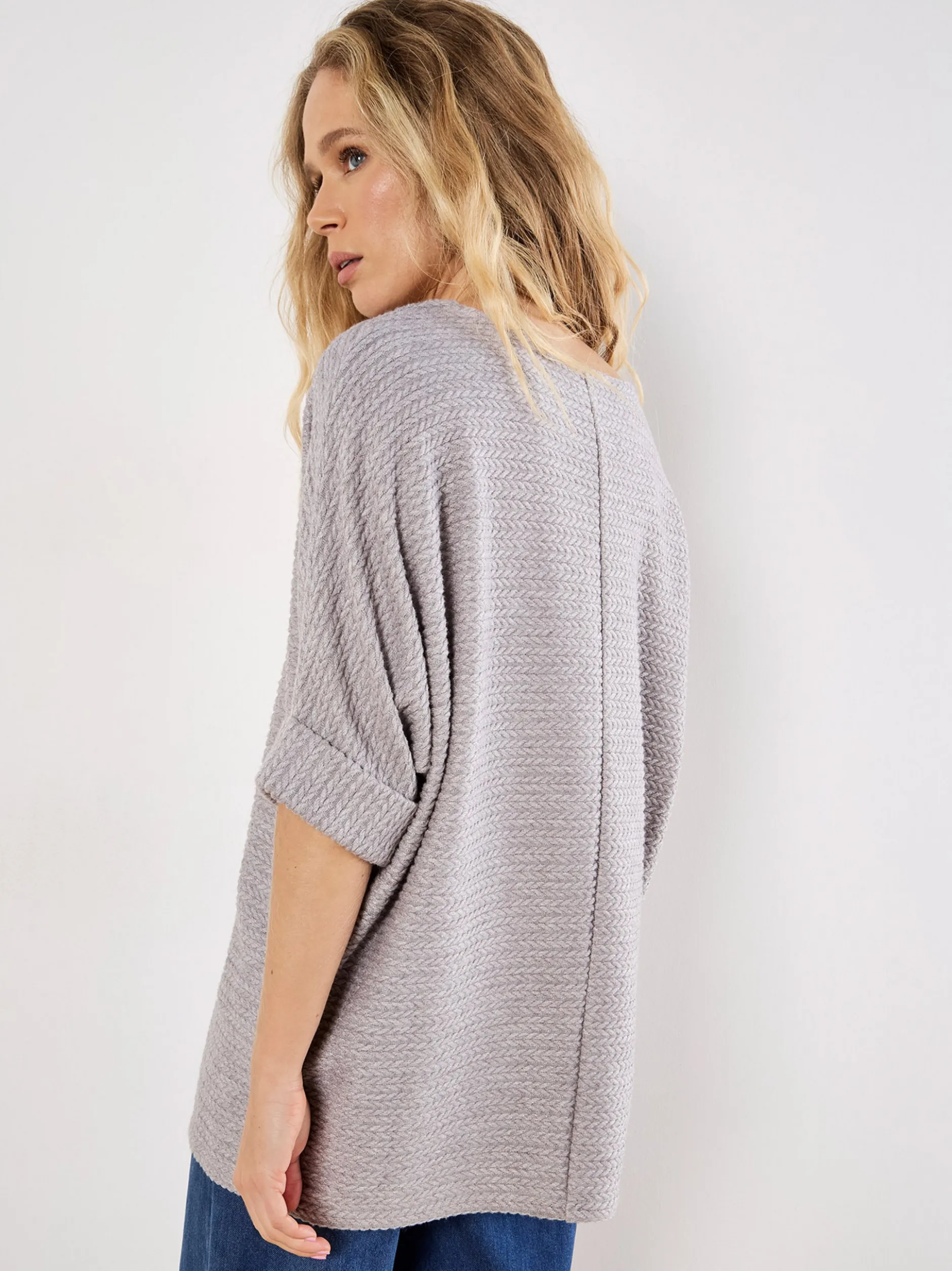 Apricot Damen Pullover in hellgrau - Ausschnitt: U-Boot
