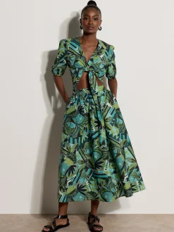 Apricot Damen Rock in aqua - Länge: midi