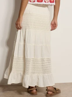 Apricot Damen Rock in beige ecru - Länge: lang