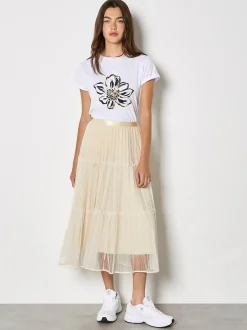 Apricot Damen Rock in beige - Länge: midi