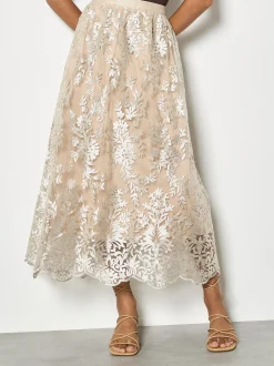 Apricot Damen Rock in beige - Länge: midi