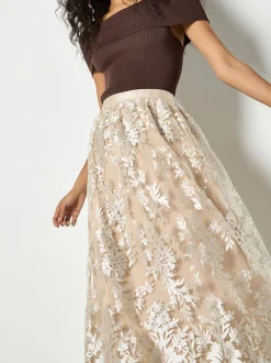 Apricot Damen Rock in beige - Länge: midi