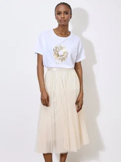 Apricot Damen Rock in beige - Länge: midi