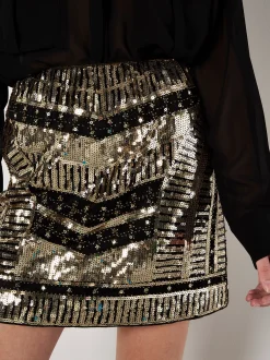 Apricot Damen Rock in gold schwarz - Länge: kurz